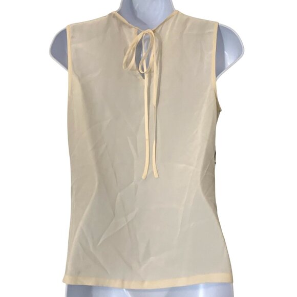 Raoul Womens 3D Floral Embellished Sleeveless 100% Silk Top Size 2 Ivory & Black - Picture 5 of 10